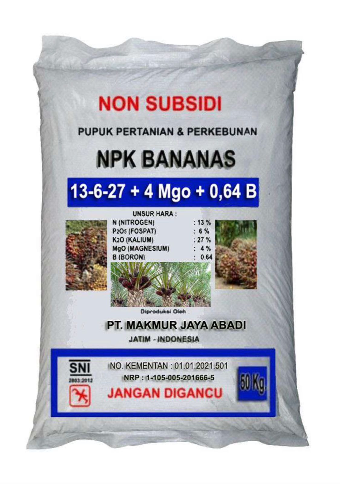 Pupuk NPK Bananas Phoska 13-16-27+4MgO+0,64 B